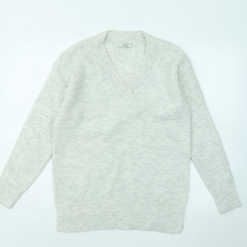George Womens Gold V-Neck Polyester Pullover Jumper Size 8