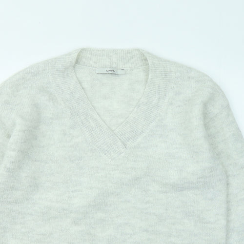 George Womens Gold V-Neck Polyester Pullover Jumper Size 8