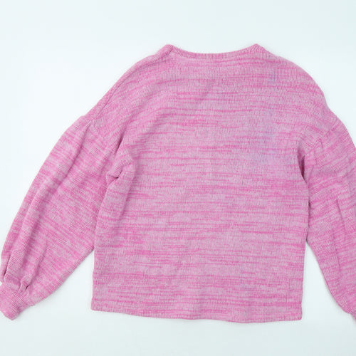 George Womens Pink Round Neck Cotton Pullover Jumper Size 8