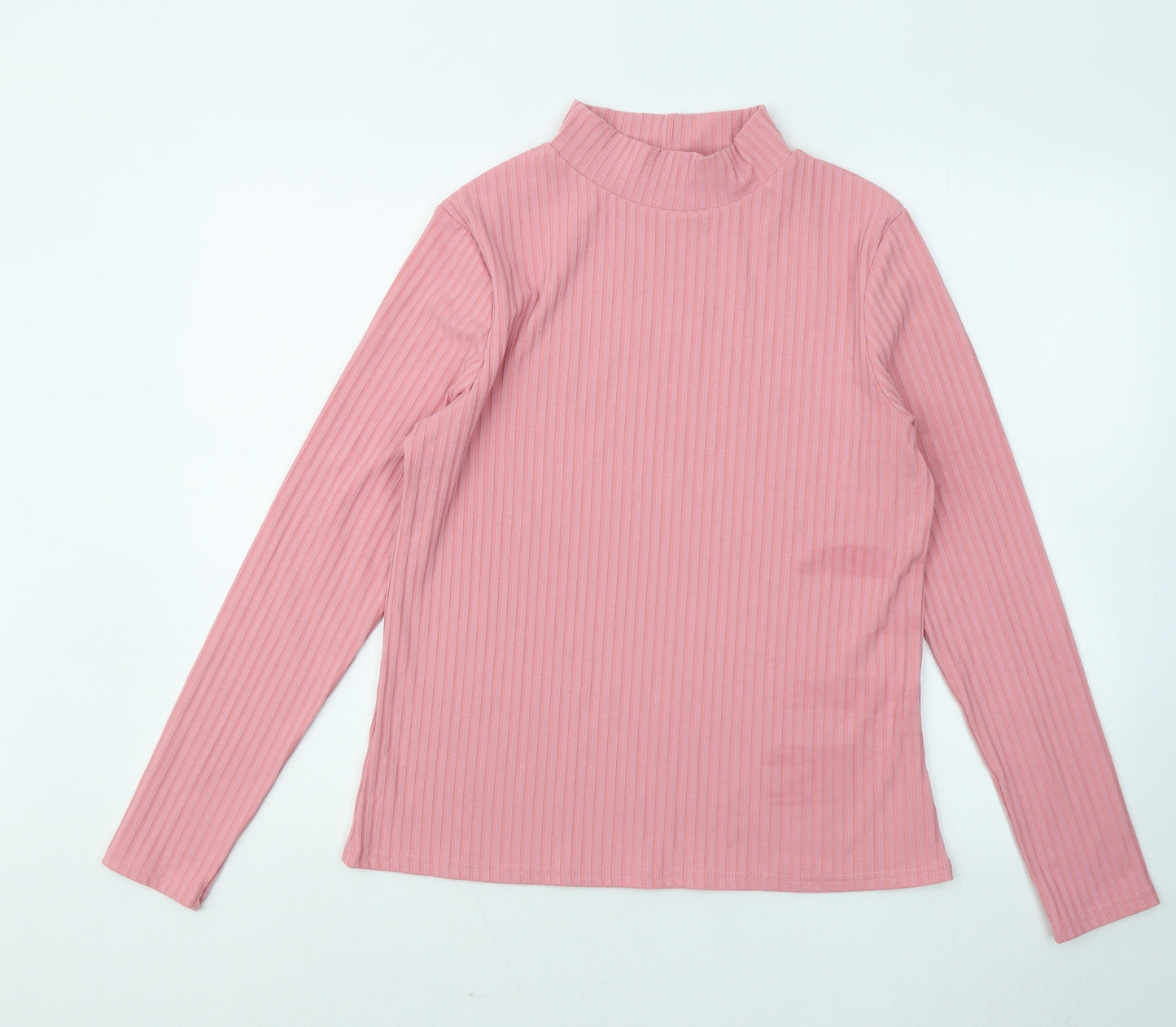 Pep&Co Womens Pink Mock Neck Polyester Pullover Jumper Size L - Ribbed