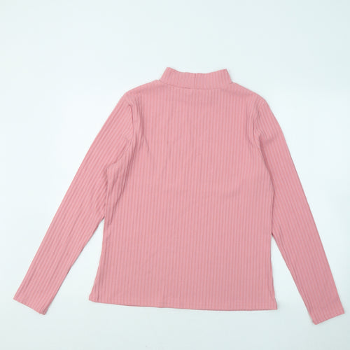 Pep&Co Womens Pink Mock Neck Polyester Pullover Jumper Size L - Ribbed