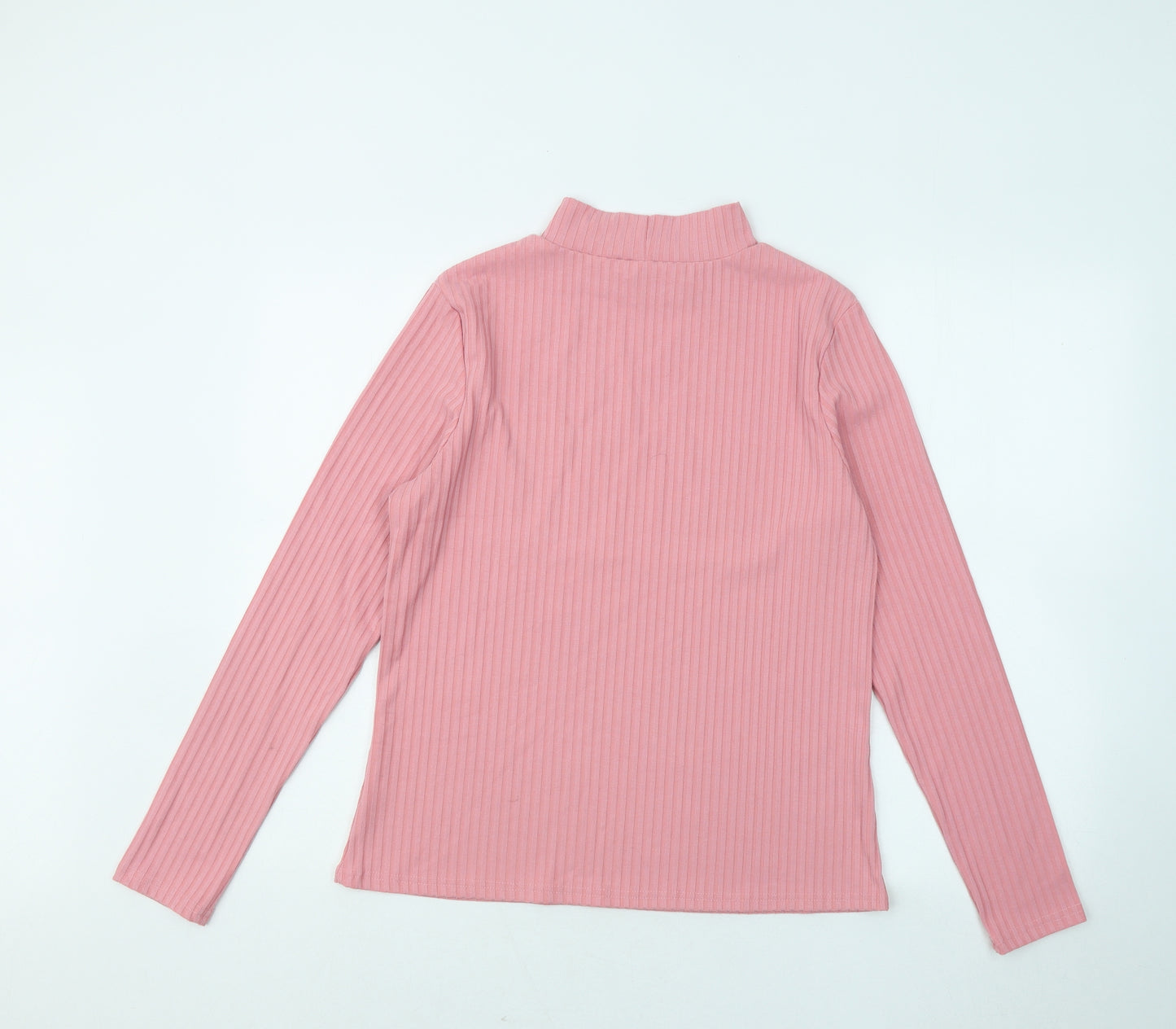 Pep&Co Womens Pink Mock Neck Polyester Pullover Jumper Size L - Ribbed