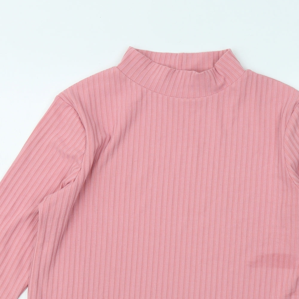 Pep&Co Womens Pink Mock Neck Polyester Pullover Jumper Size L - Ribbed