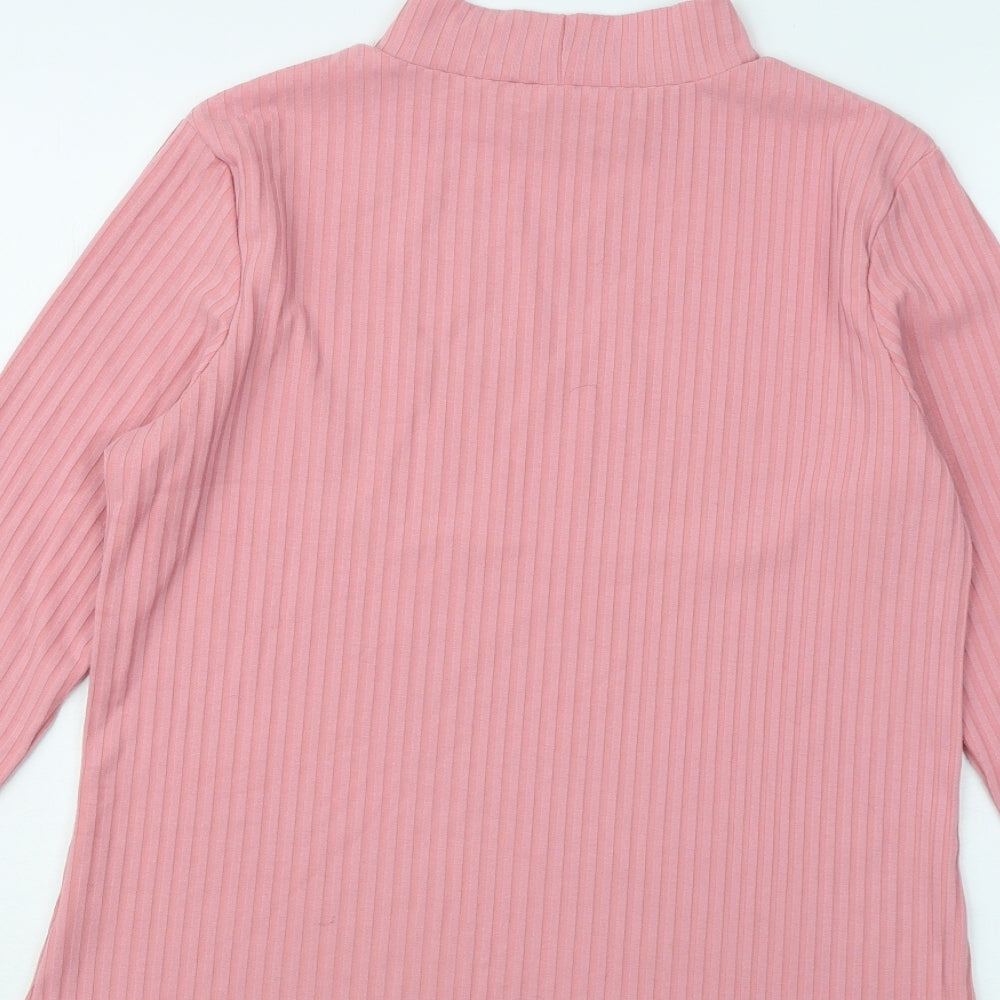 Pep&Co Womens Pink Mock Neck Polyester Pullover Jumper Size L - Ribbed
