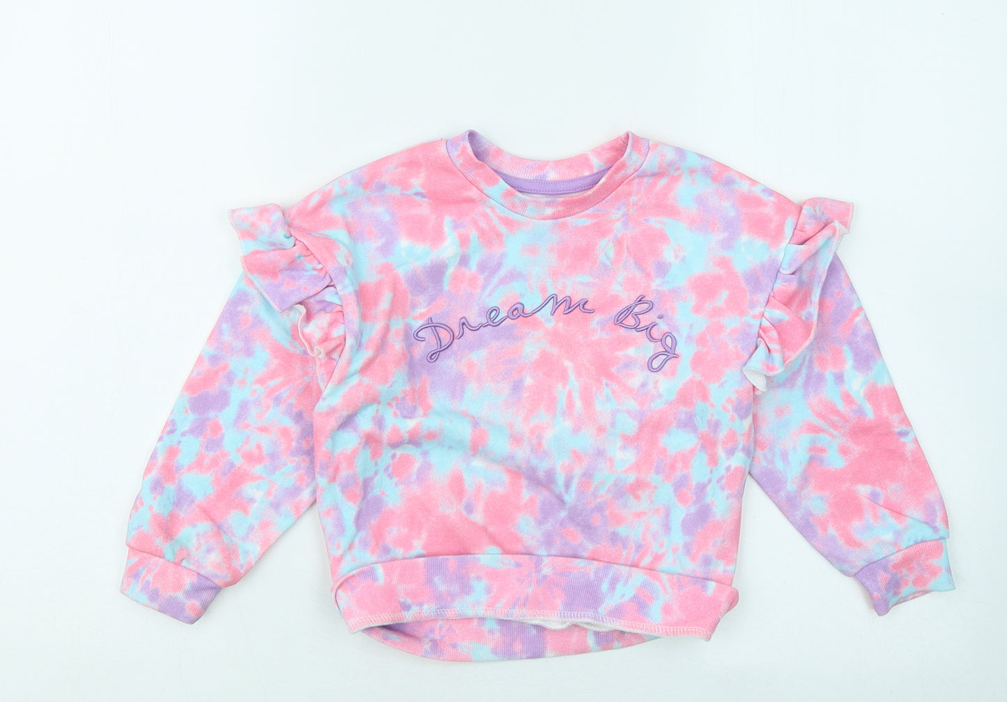 Primark Girls Multicoloured Geometric Cotton Pullover Sweatshirt Size 4-5 Years - Dream Big