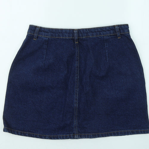 Miss Selfridge Womens Blue Cotton A-Line Skirt Size 12 Hook & Eye