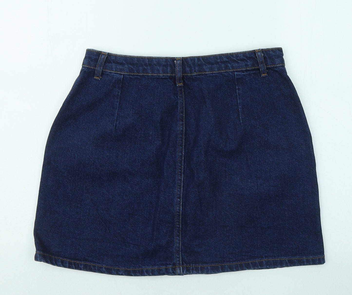 Miss Selfridge Womens Blue Cotton A-Line Skirt Size 12 Hook & Eye