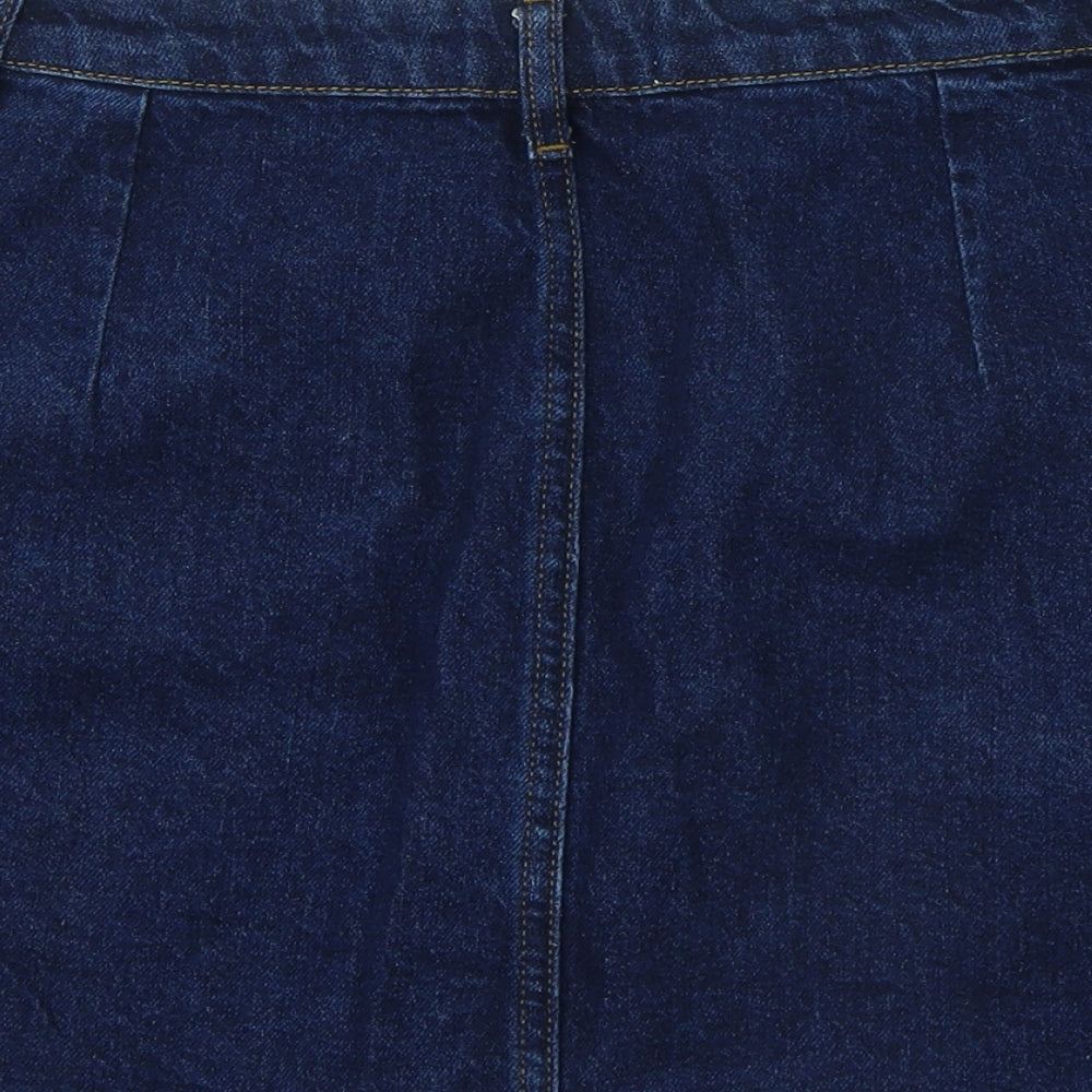 Miss Selfridge Womens Blue Cotton A-Line Skirt Size 12 Hook & Eye