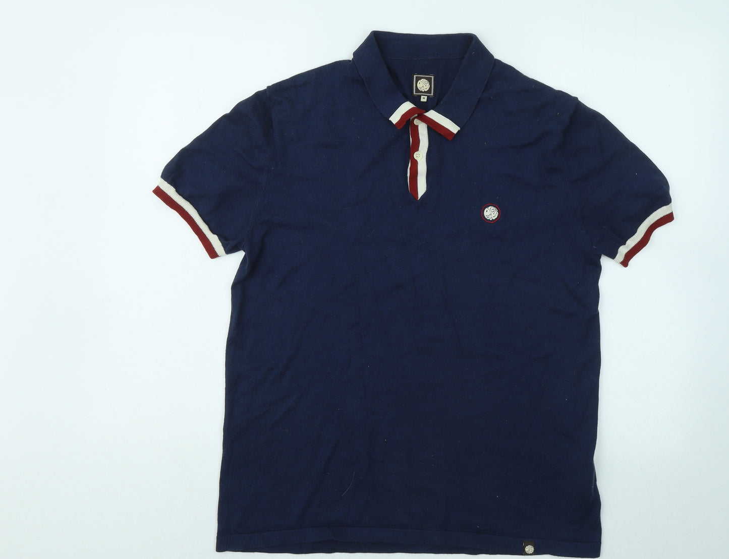 Pretty Green Mens Blue Cotton Polo Size M Collared
