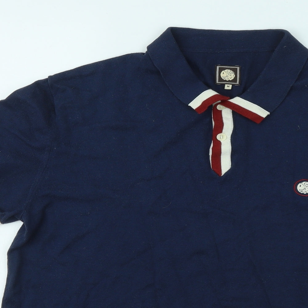 Pretty Green Mens Blue Cotton Polo Size M Collared