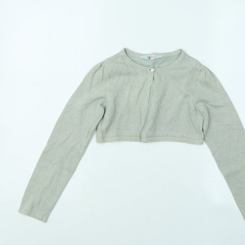 H&M Girls Green Round Neck Acrylic Cardigan Jumper Size 7-8 Years Button