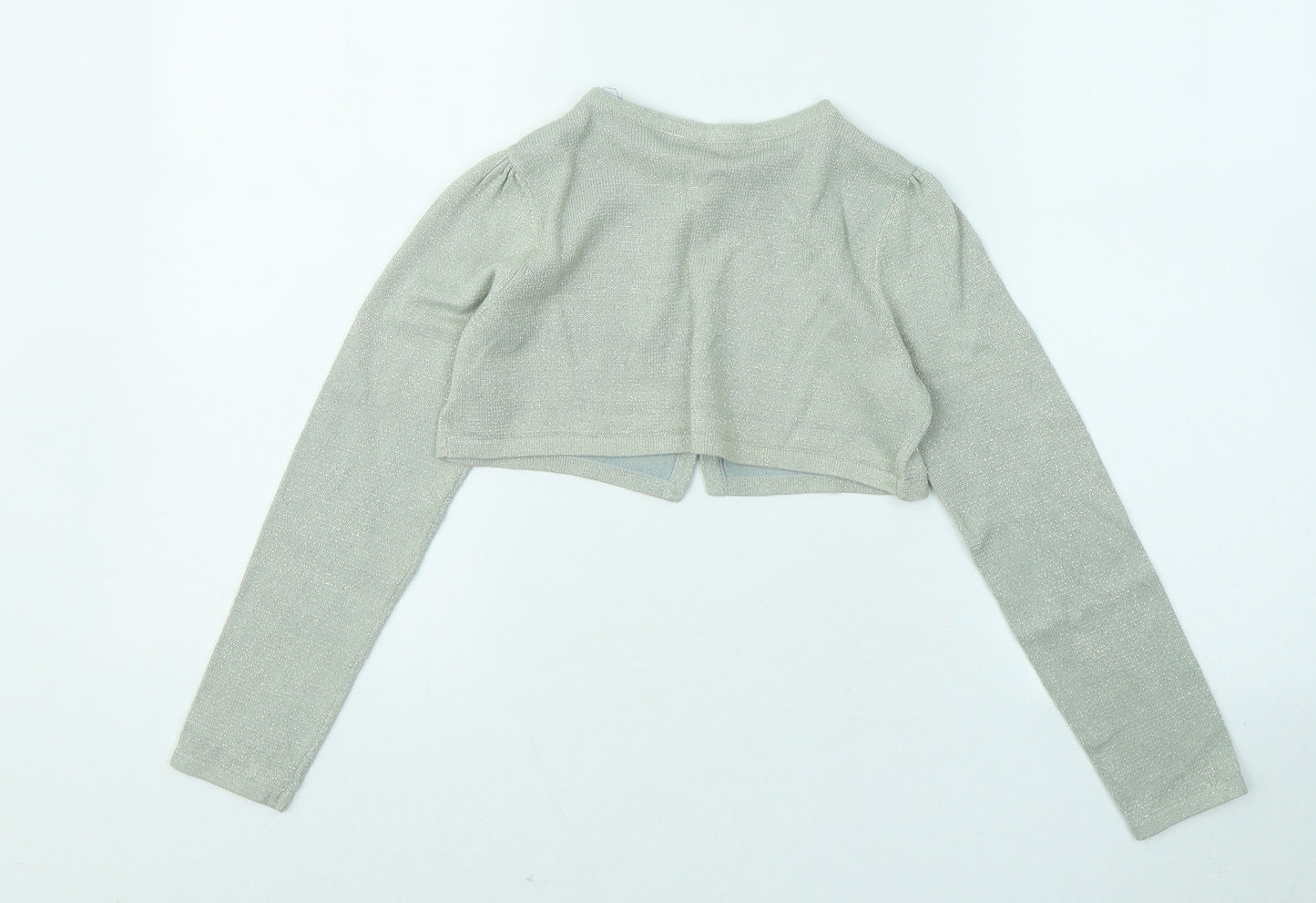 H&M Girls Green Round Neck Acrylic Cardigan Jumper Size 7-8 Years Button