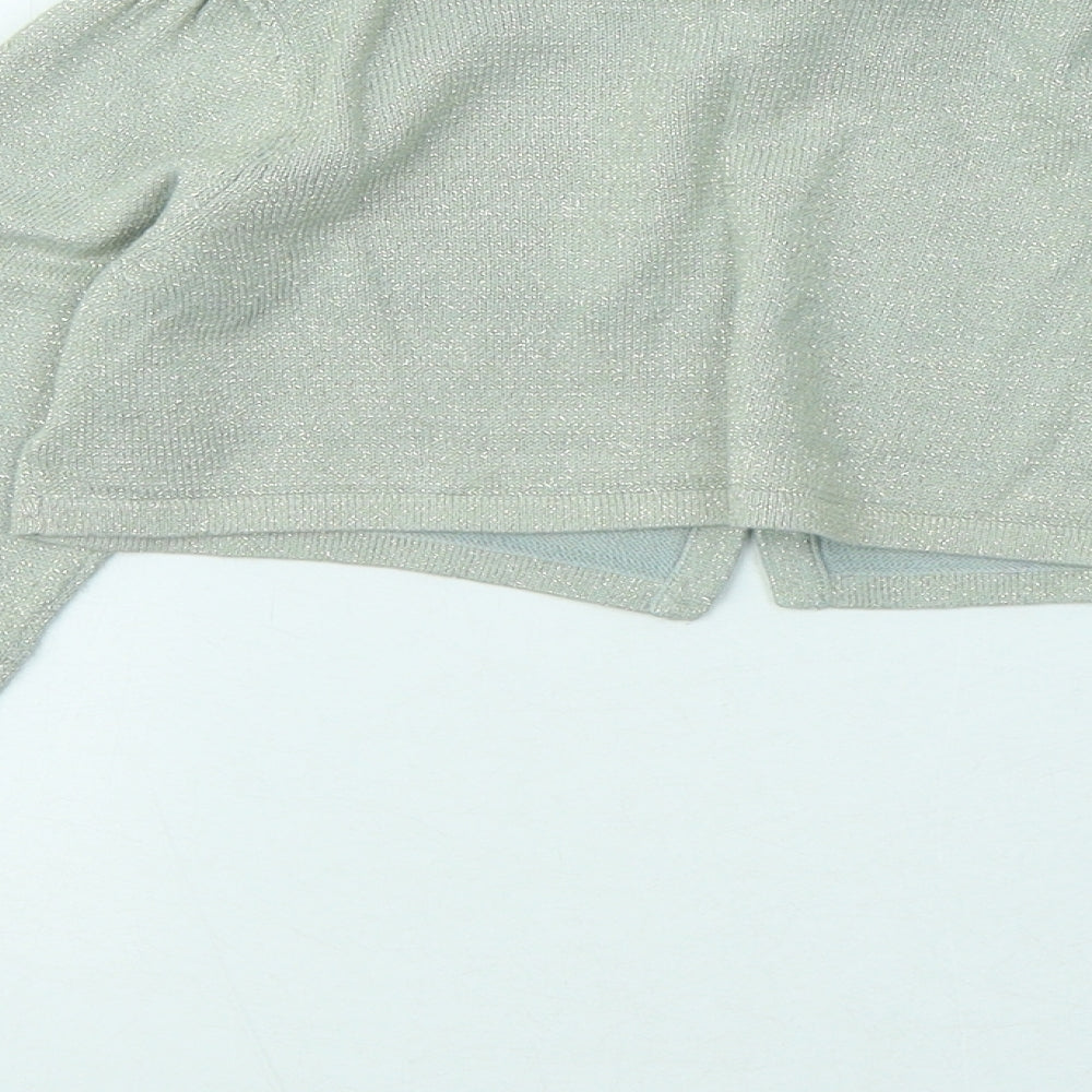 H&M Girls Green Round Neck Acrylic Cardigan Jumper Size 7-8 Years Button