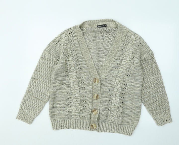 Internacionale Womens Brown V-Neck Acrylic Cardigan Jumper Size M