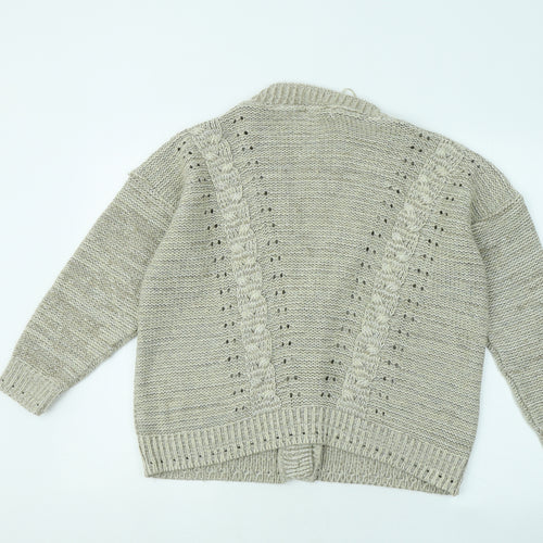 Internacionale Womens Brown V-Neck Acrylic Cardigan Jumper Size M
