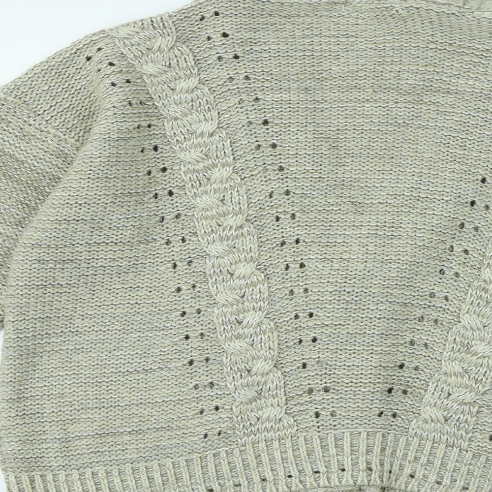 Internacionale Womens Brown V-Neck Acrylic Cardigan Jumper Size M