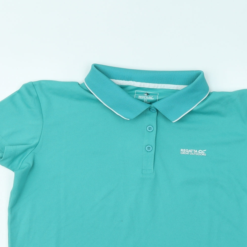 Regatta Womens Green Polyester Basic Polo Size 18 Collared