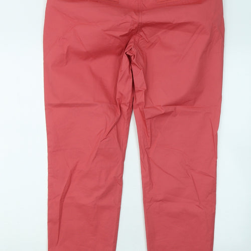 NEXT Womens Red Cotton Chino Trousers Size 14 L29 in Regular Zip