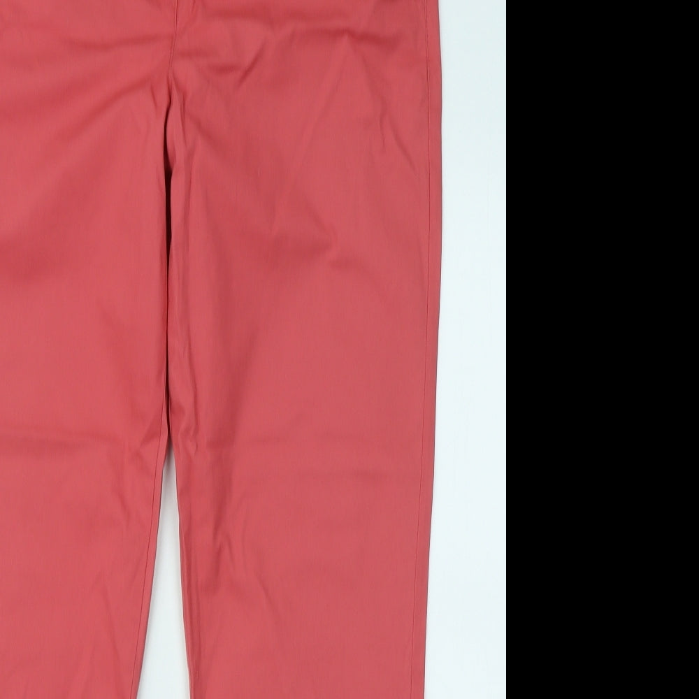 NEXT Womens Red Cotton Chino Trousers Size 14 L29 in Regular Zip