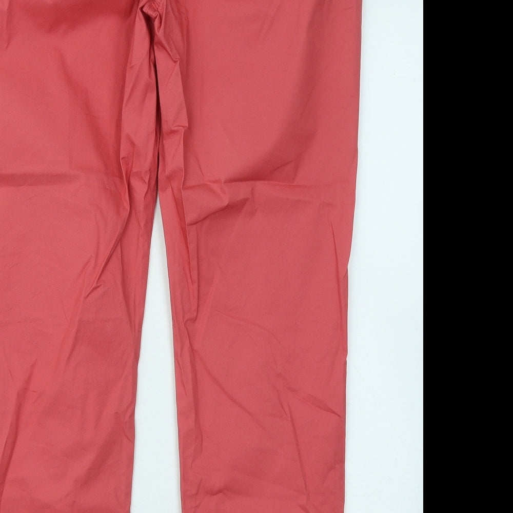 NEXT Womens Red Cotton Chino Trousers Size 14 L29 in Regular Zip