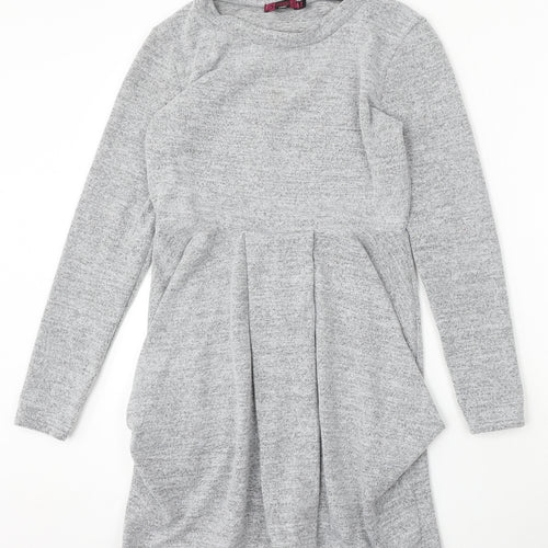 Missi London Womens Grey Polyester Jumper Dress Size S Round Neck