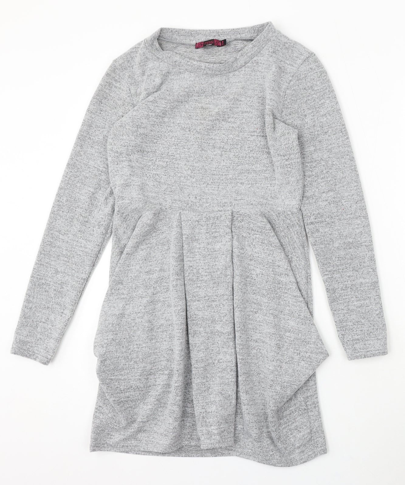 Missi London Womens Grey Polyester Jumper Dress Size S Round Neck
