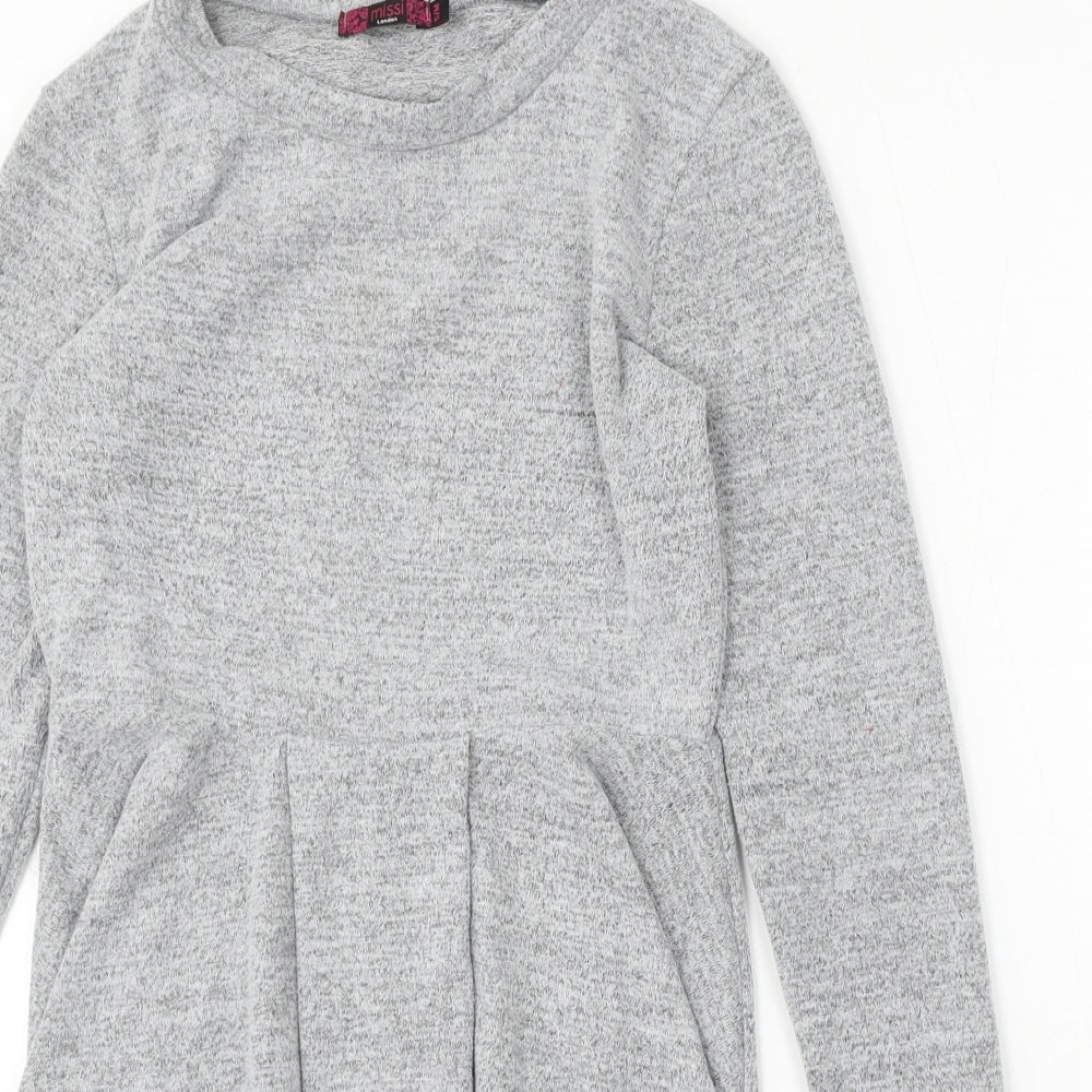Missi London Womens Grey Polyester Jumper Dress Size S Round Neck