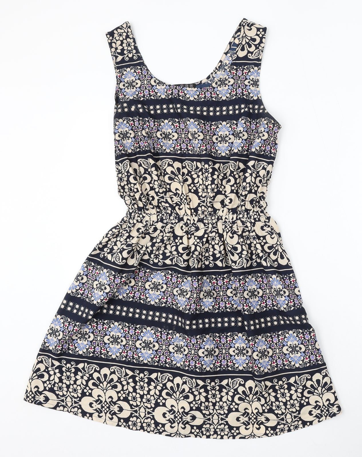 Atmosphere Womens Blue Floral Polyester Sheath Size 10 Round Neck