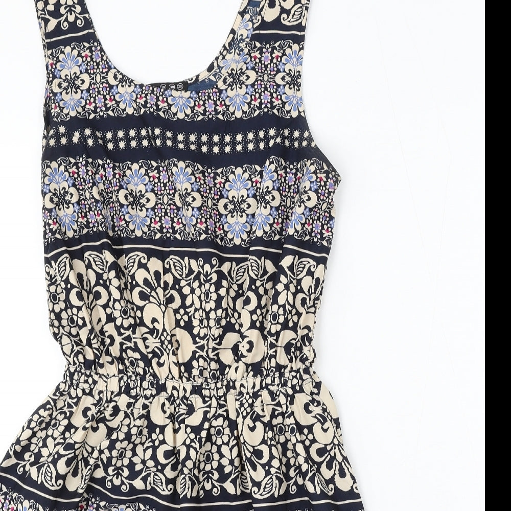 Atmosphere Womens Blue Floral Polyester Sheath Size 10 Round Neck