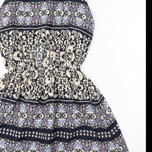 Atmosphere Womens Blue Floral Polyester Sheath Size 10 Round Neck