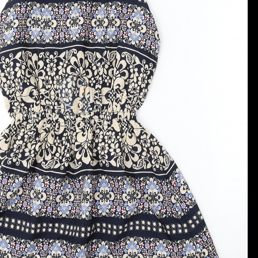 Atmosphere Womens Blue Floral Polyester Sheath Size 10 Round Neck