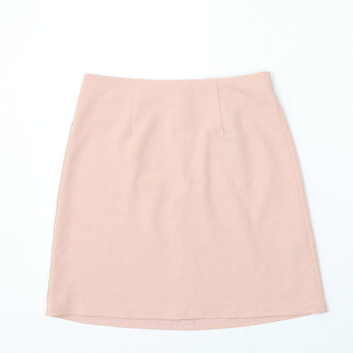 New Look Womens Pink Polyester A-Line Skirt Size 8 Zip
