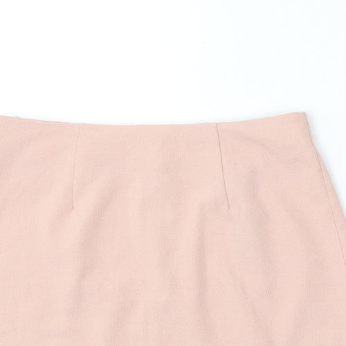 New Look Womens Pink Polyester A-Line Skirt Size 8 Zip