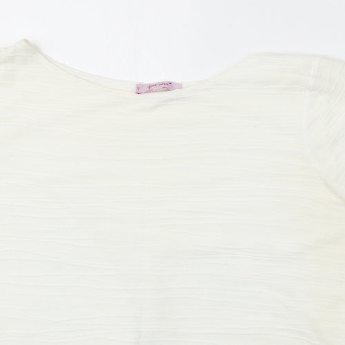 Marks and Spencer Womens Ivory Round Neck Striped Polyester Pullover Jumper Size 16