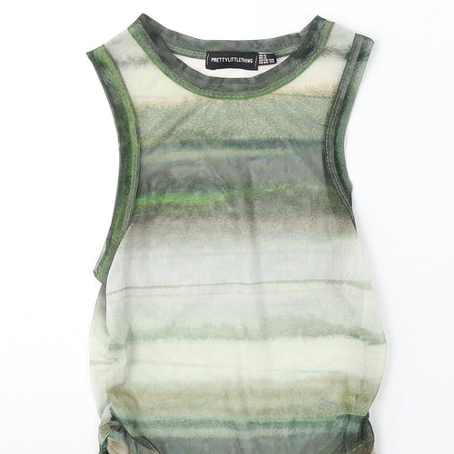 PRETTYLITTLETHING Womens Multicoloured Geometric Polyester Basic Tank Size 6 Round Neck