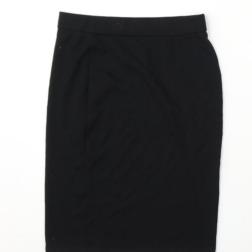 Marks and Spencer Girls Black Viscose Straight & Pencil Skirt Size 13-14 Years Regular