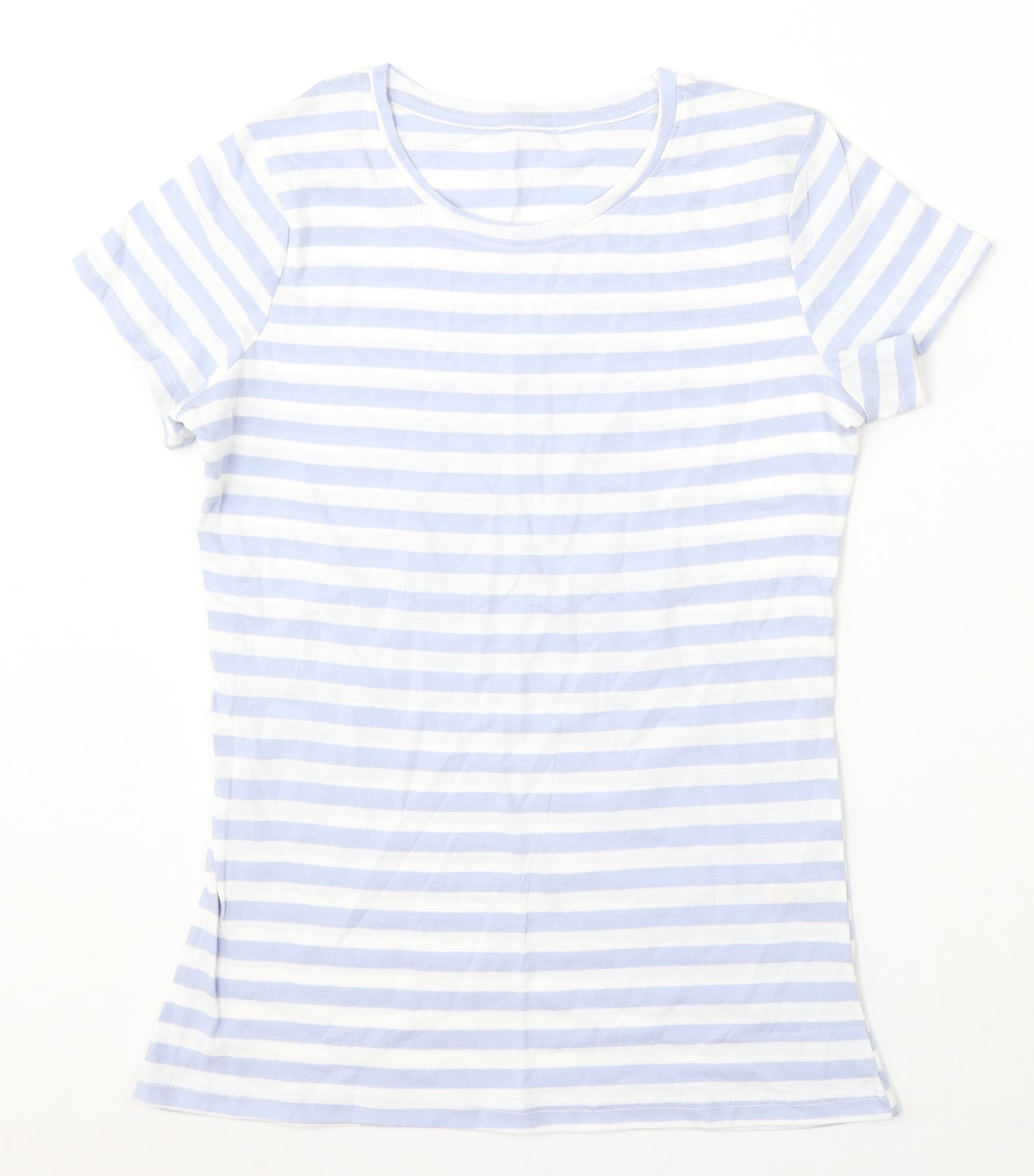 Pep&Co Womens Multicoloured Striped Cotton Basic T-Shirt Size 8 Round Neck