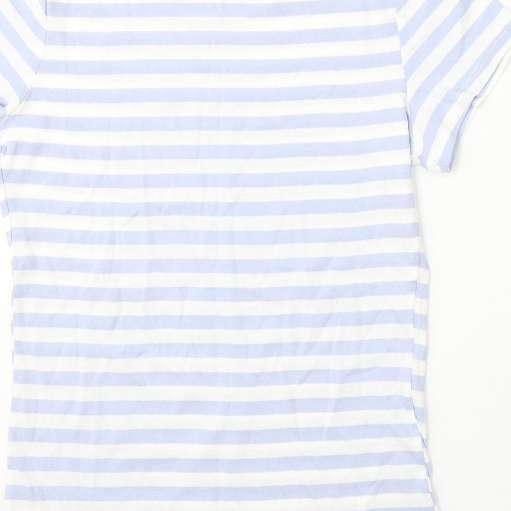 Pep&Co Womens Multicoloured Striped Cotton Basic T-Shirt Size 8 Round Neck
