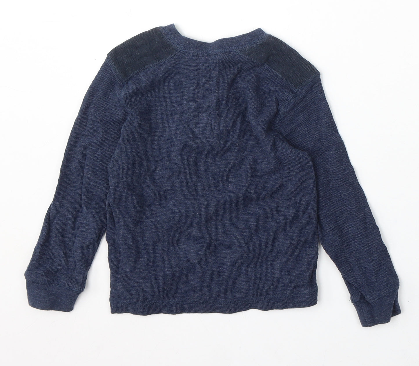 George Boys Blue Round Neck Cotton Henley Jumper Size 2-3 Years Button