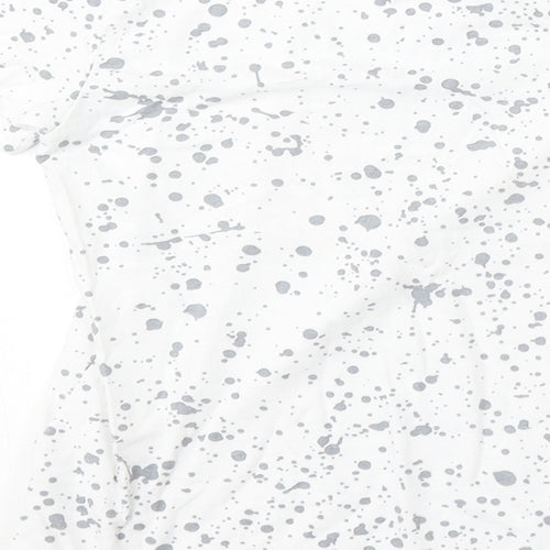 Pep&Co Boys White Geometric Cotton Basic T-Shirt Size 7-8 Years Round Neck - Paint Splatter, New Generation
