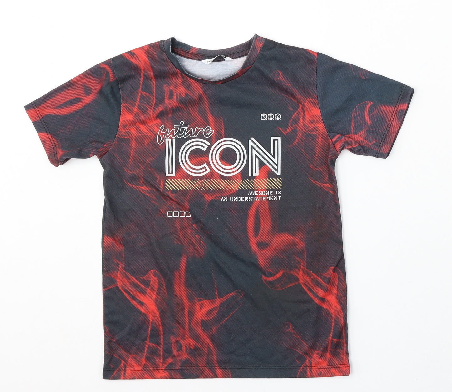 Pep&Co Boys Black Geometric Polyester Basic T-Shirt Size 7-8 Years Round Neck - Future ICON