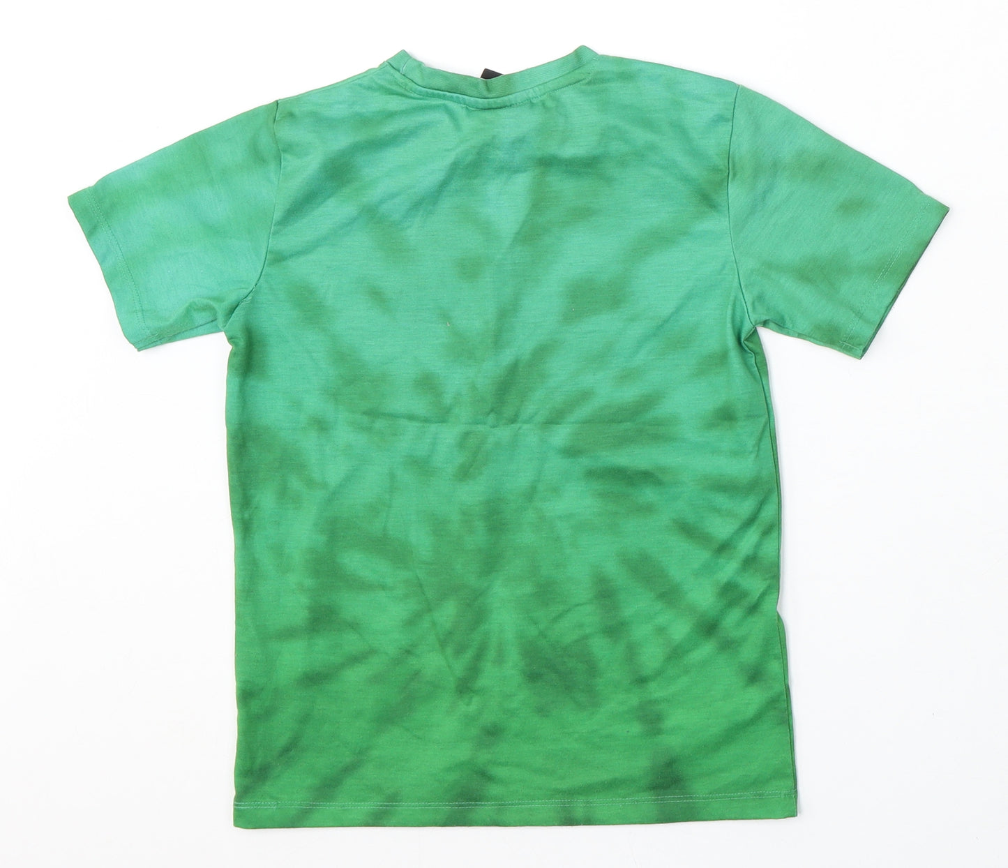 Pep&Co Boys Green Polyester Basic T-Shirt Size 7-8 Years Round Neck - Minecraft Tie-Dye