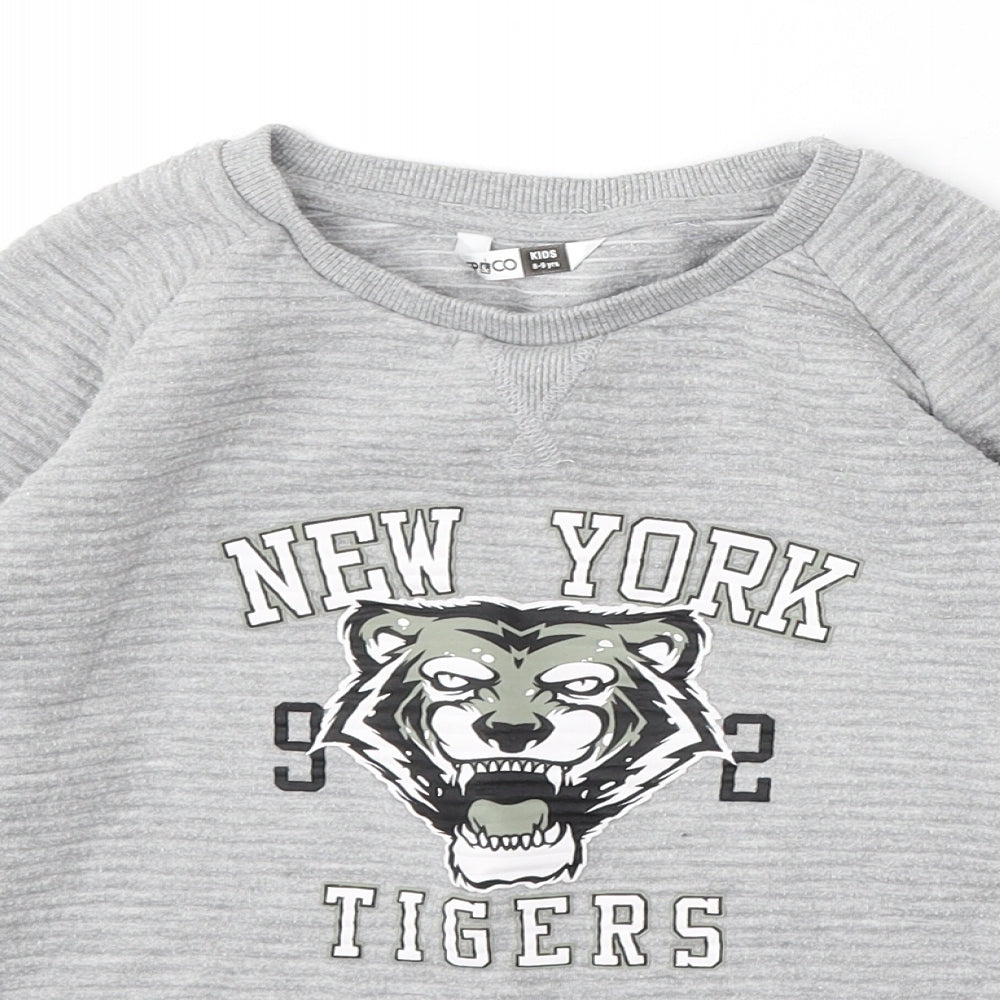 Pep&Co Boys Grey Round Neck Polyester Pullover Jumper Size 8-9 Years - New York Tigers
