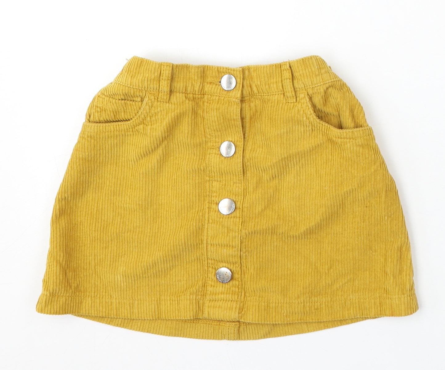 F&F Girls Yellow Polyester A-Line Skirt Size 5-6 Years Regular Button