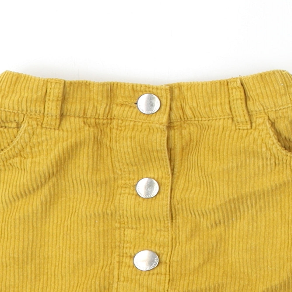 F&F Girls Yellow Polyester A-Line Skirt Size 5-6 Years Regular Button