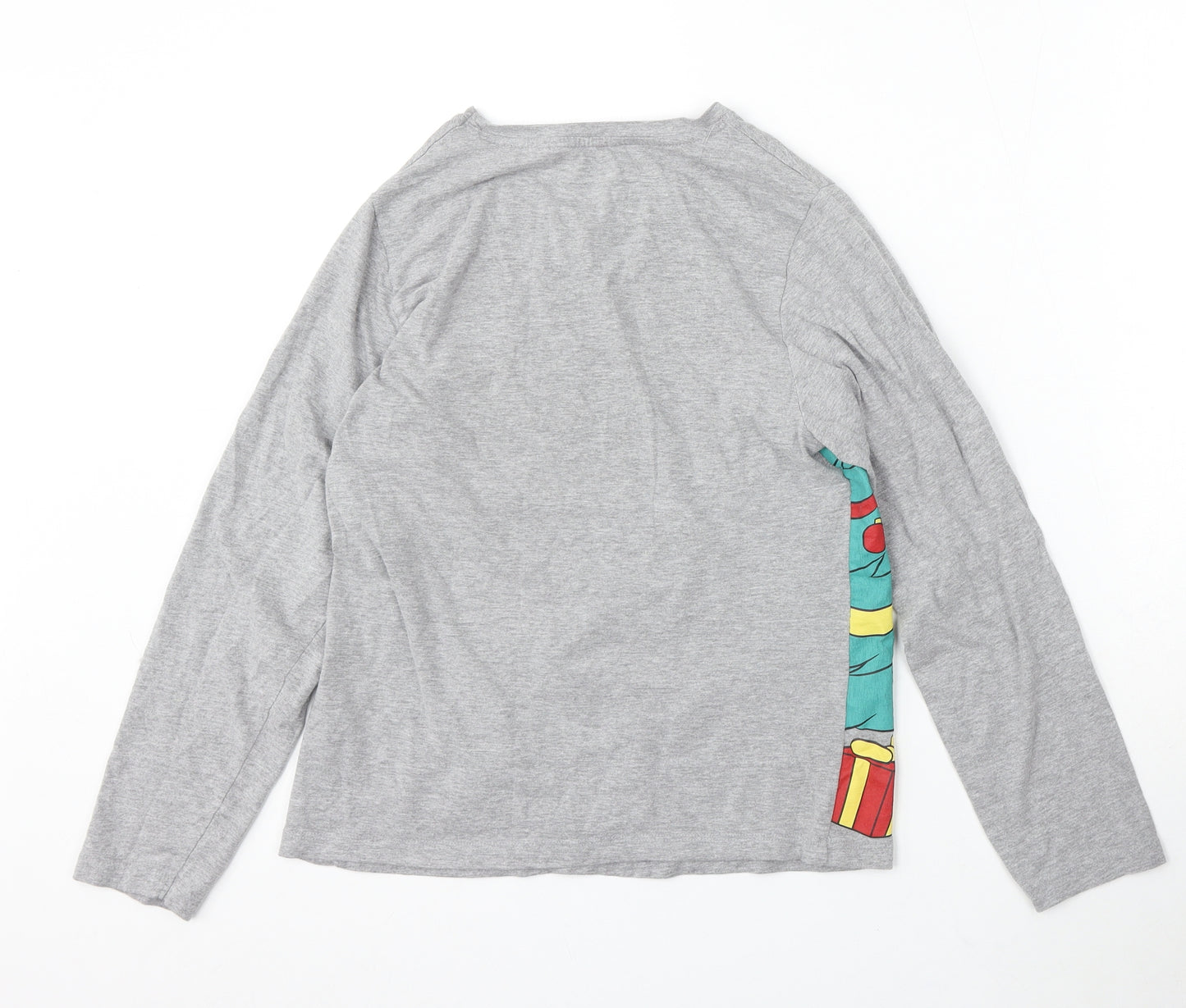 Primark Womens Grey Cotton Basic T-Shirt Size 6 Round Neck - Disney Christmas