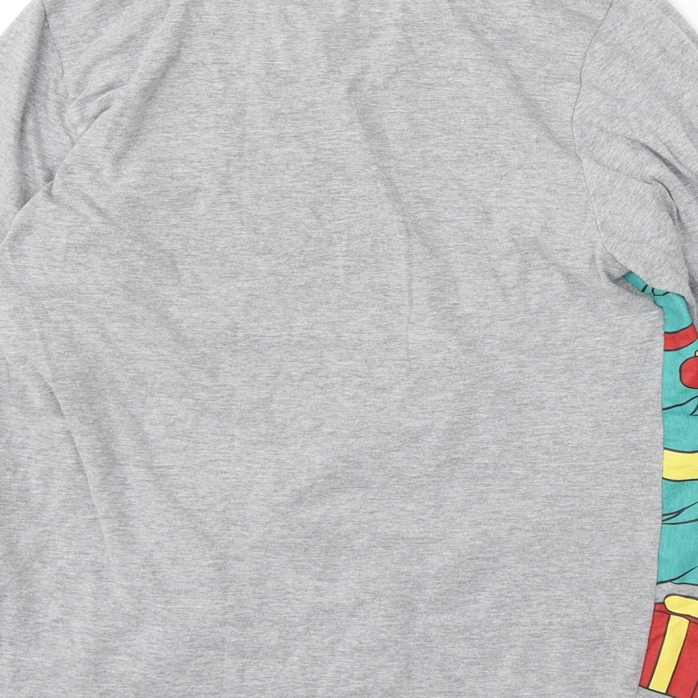 Primark Womens Grey Cotton Basic T-Shirt Size 6 Round Neck - Disney Christmas