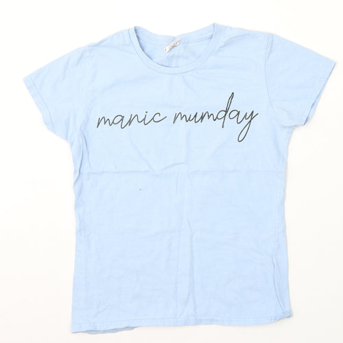 Preworn Womens Blue Cotton Basic T-Shirt Size S Round Neck - Manic Mumday