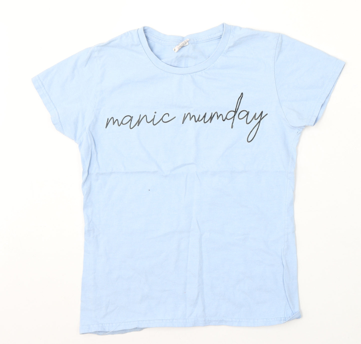 Preworn Womens Blue Cotton Basic T-Shirt Size S Round Neck - Manic Mumday