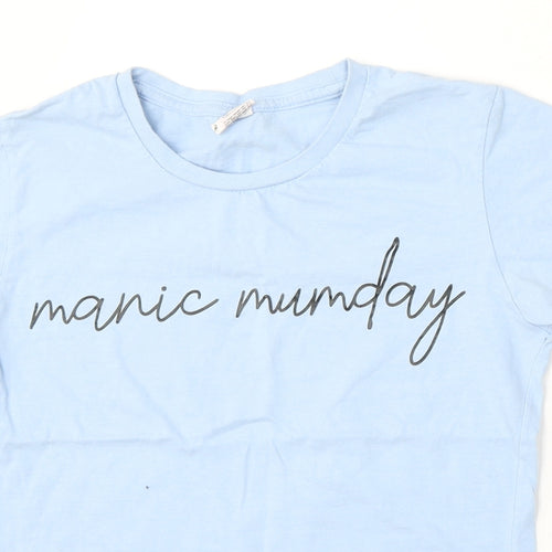 Preworn Womens Blue Cotton Basic T-Shirt Size S Round Neck - Manic Mumday